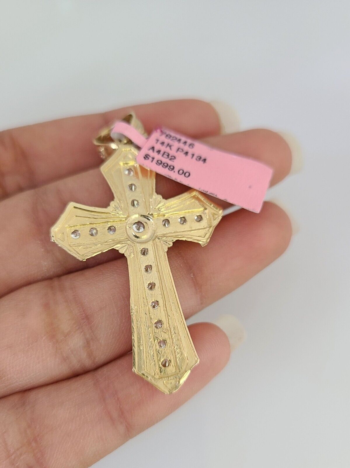 5Real 14k Solid Rope Chain Jesus Cross Charm Gold Set 4mm 18"-30" Necklace