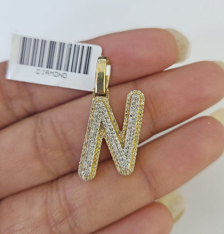 10k Miami Cuban Chain N Diamond Charm Set 4mm 18-26"Yellow Gold Necklace Pendant