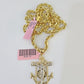 14k Solid Rope Chain Jesus Anchor Charm Set 4mm 18-28" Inch Necklace Yellow Gold