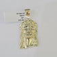 10k Yellow Gold Chain Jesus Head Charm Pendant Set 5mm Miami Cuban Link Necklace