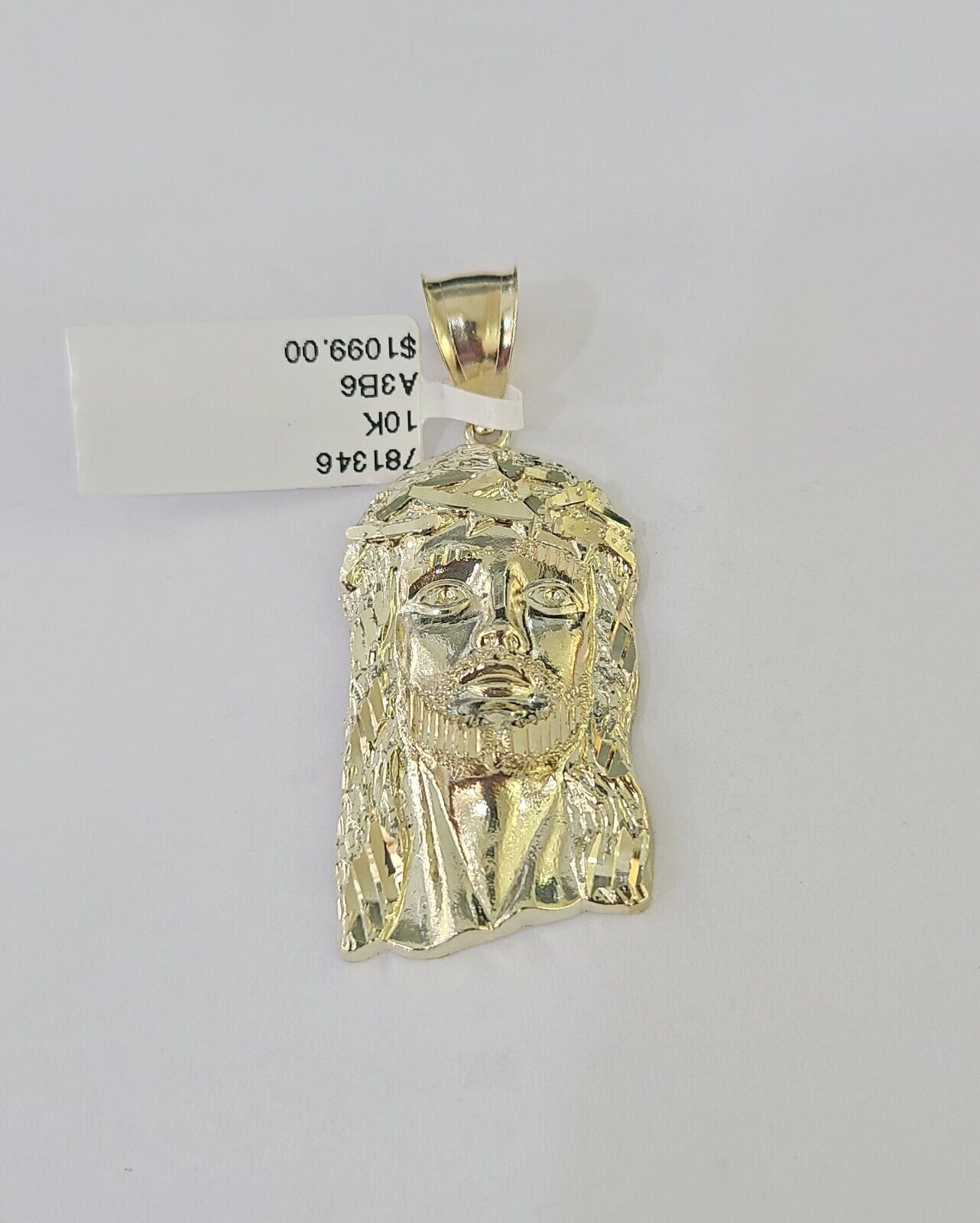 10k Yellow Gold Chain Jesus Head Charm Pendant Set 5mm Miami Cuban Link Necklace