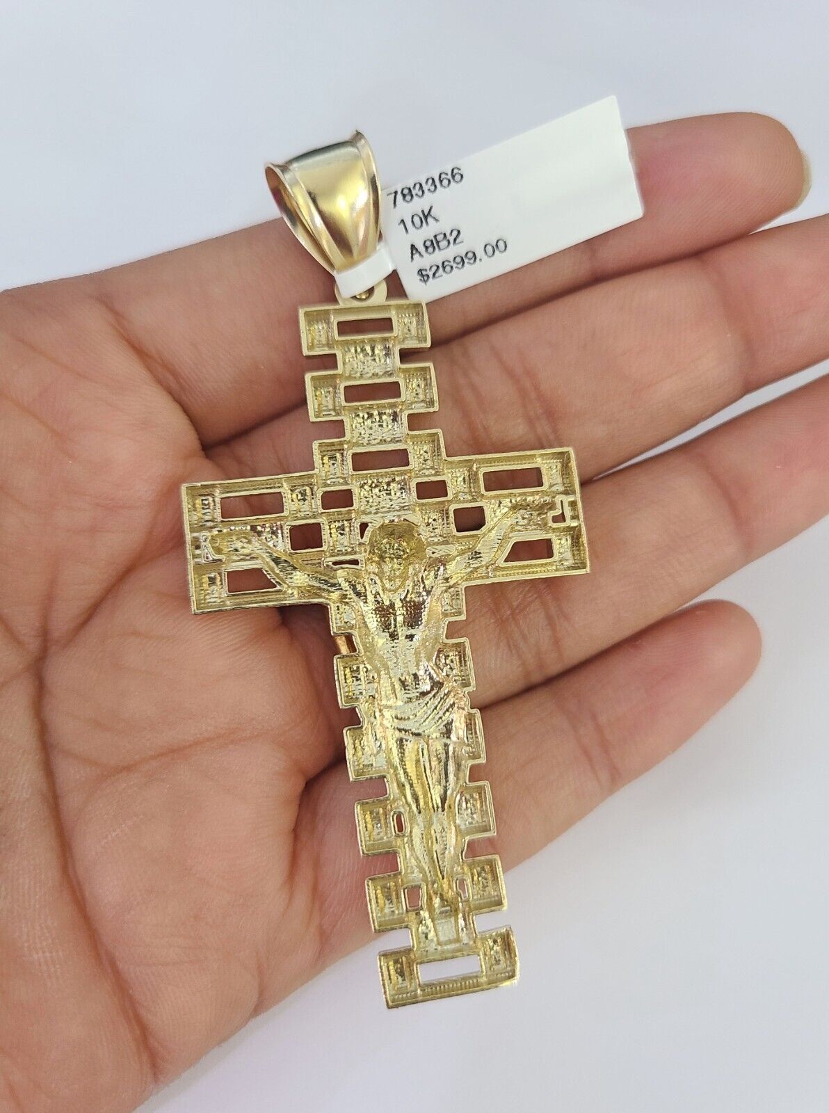 10K Franco Chain Jesus Crucifix Cross Pendant Charm Necklace 20"-28" 4mm Gold