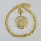 10k 3mm Rope Chain Nugget Medallion Guadalupe Pendant 18"-30" Set Charm Necklace