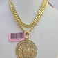 14k Chain Mayan Calendar Charm Set Miami Cuban Link 5mm 18"-30" Necklace Pendant