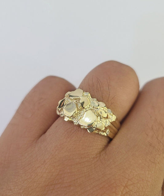 Real 10k Nugget Ring Yellow Gold Casual Ring 10kt Genuine