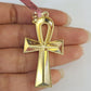 Real 14k Chain Cross Charm Set Miami Cuban Link 5mm 18"-30" Necklace Pendant