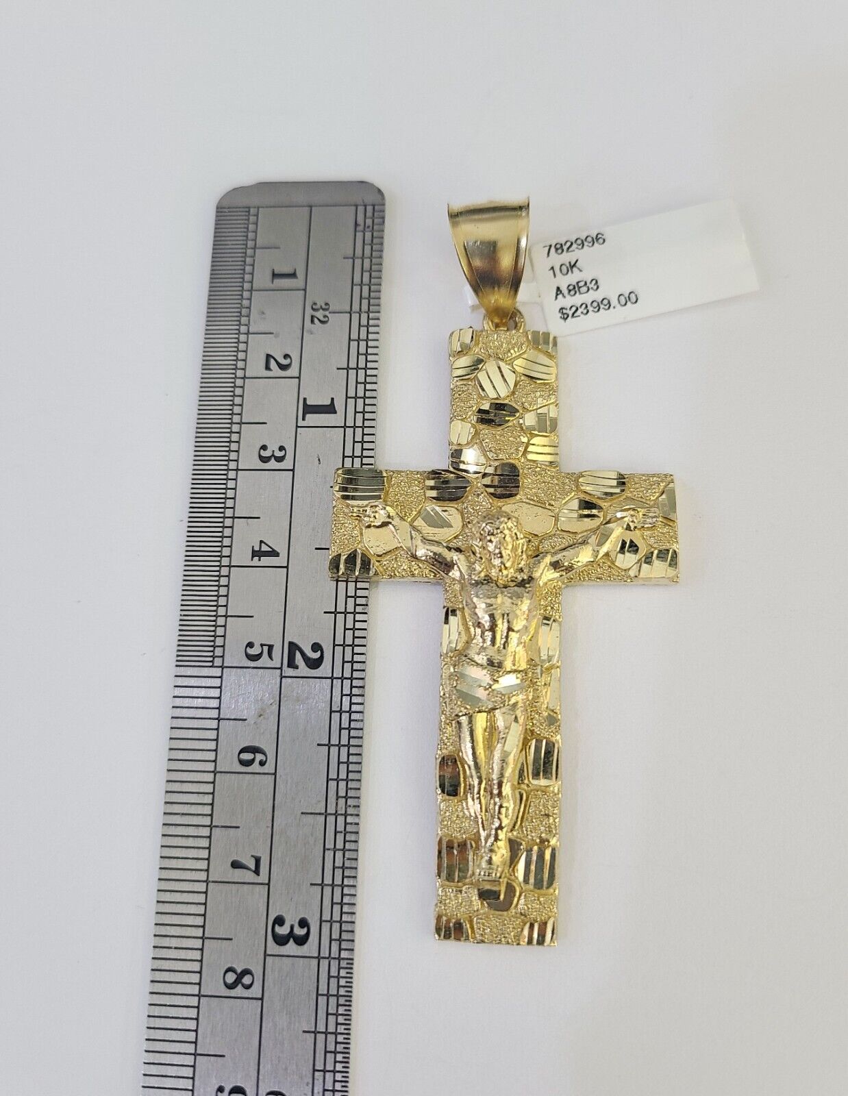 10k Gold Byzantine Necklace Jesus Cross Charm 20-30 inches 6mm SET Chain Pendant