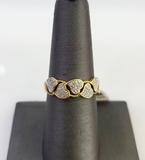 Real 10k Hearts Diamond Ladies Ring Women Casual 10Kt Yellow Gold