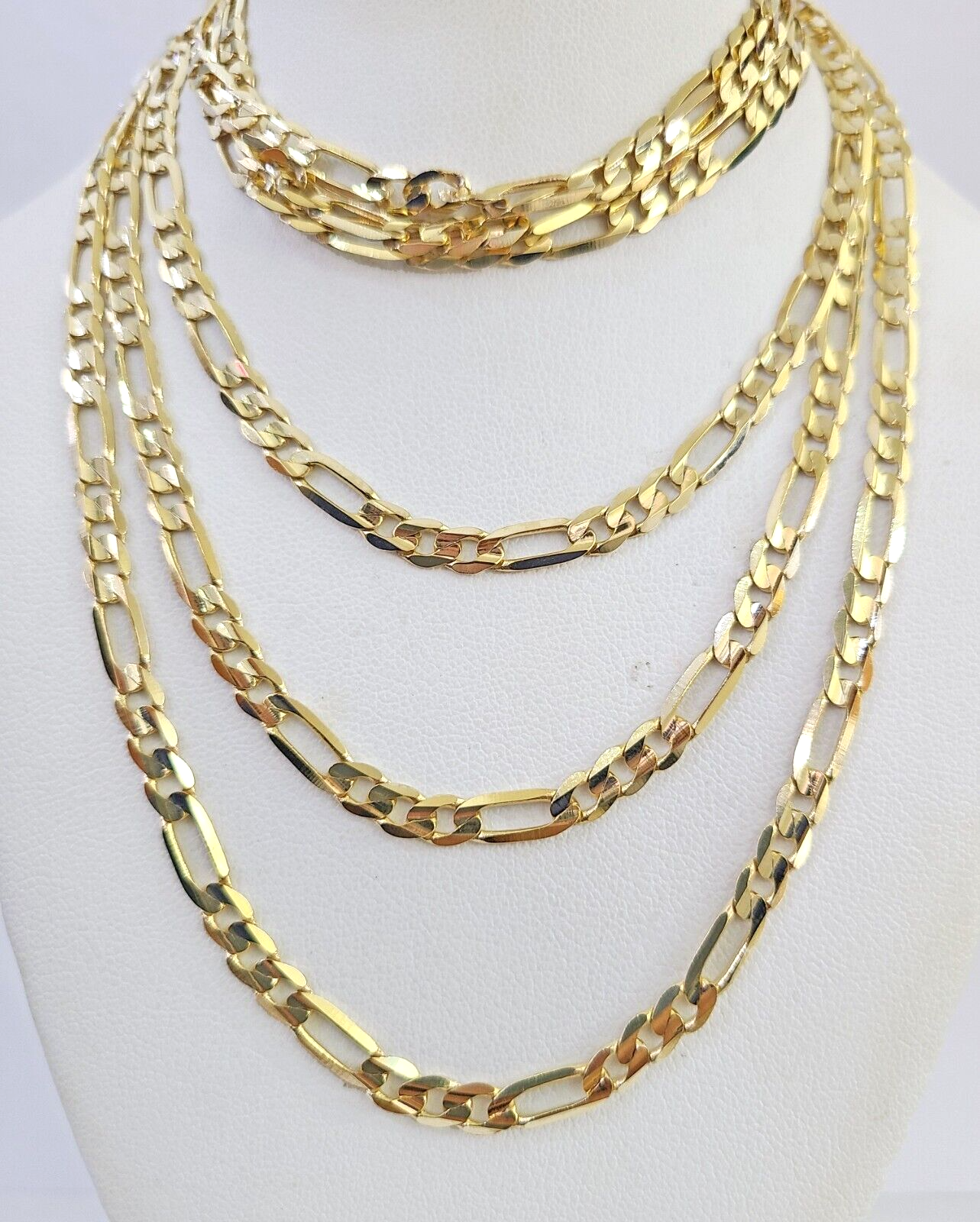 10K Solid Figaro Link Chain Necklace Yellow Gold 4.5mm 20" 22" 24" 10kt