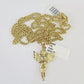 10K Gold Miami Cuban Chain Praying Angel Charm 18"-30" 3mm REAL Pendant