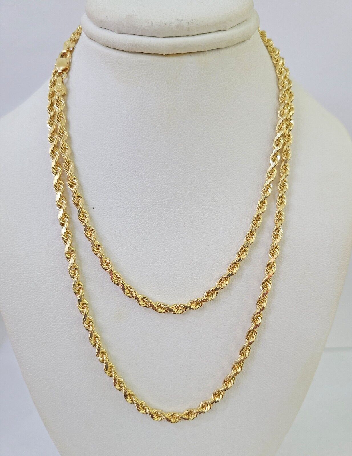 18k Real Solid Rope Chain Yellow Gold 3mm 18"-26" Inch Genuine 18kt Necklace