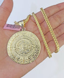 14k Gold Byzantine Box Necklace Mayan Calendar Charm 18"-26" SET Yellow