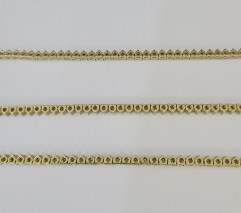 10k Diamond Chain Necklace Yellow Gold Men Women Diamond Cuts Real Genuine