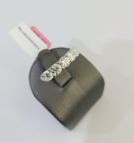 Real 10k White Gold Diamond Ladies Ring Lab Created Women Engagement Wedding