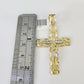 10K Franco Chain Jesus Cross Pendant Charm Necklace 20"-26" 3mm Gold Yellow SET