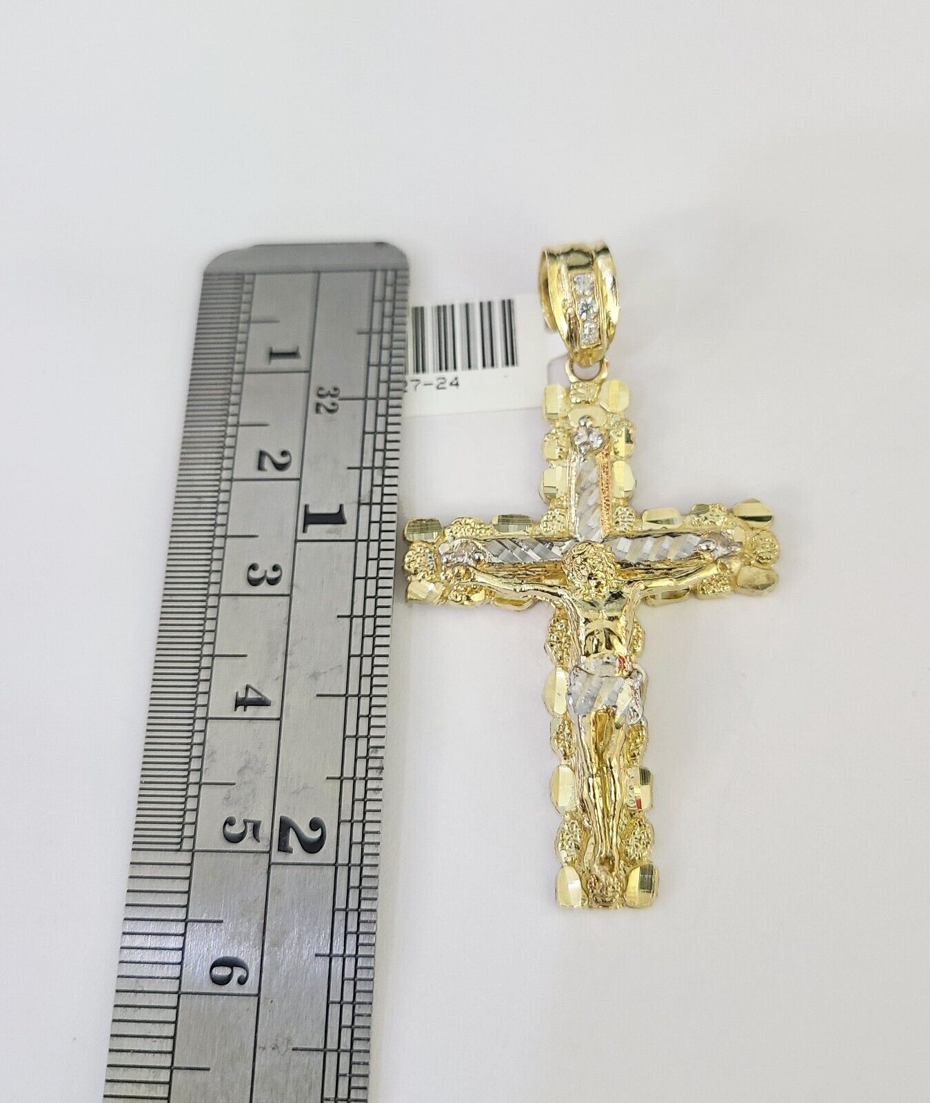 10K Franco Chain Jesus Cross Pendant Charm Necklace 20"-26" 3mm Gold Yellow SET