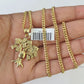 10K Gold Miami Cuban Chain Money Tree Charm 20"-30" 3mm REAL Pendant Necklace