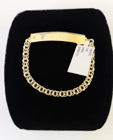 10k Chino ID Bracelet Yellow Gold Inches Box Lock Real 10kt Men Women