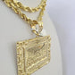 Real 10k Solid Rope Chain Last Supper Charm Set 6mm 20"-30" Inch Necklace Gold