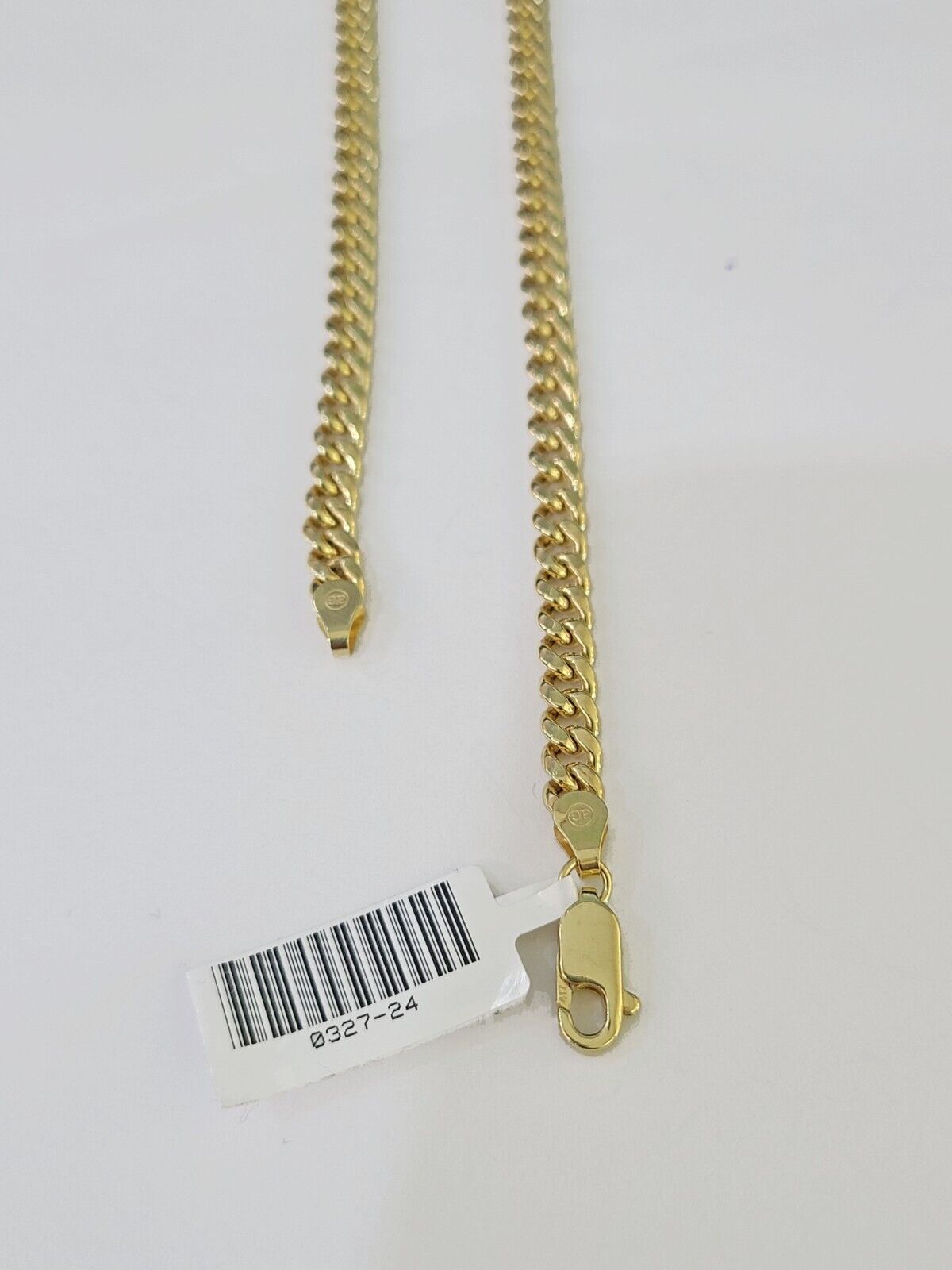 Real 10k Miami Cuban Chain Praying Hands Charm Set 4mm Yellow Gold Necklace