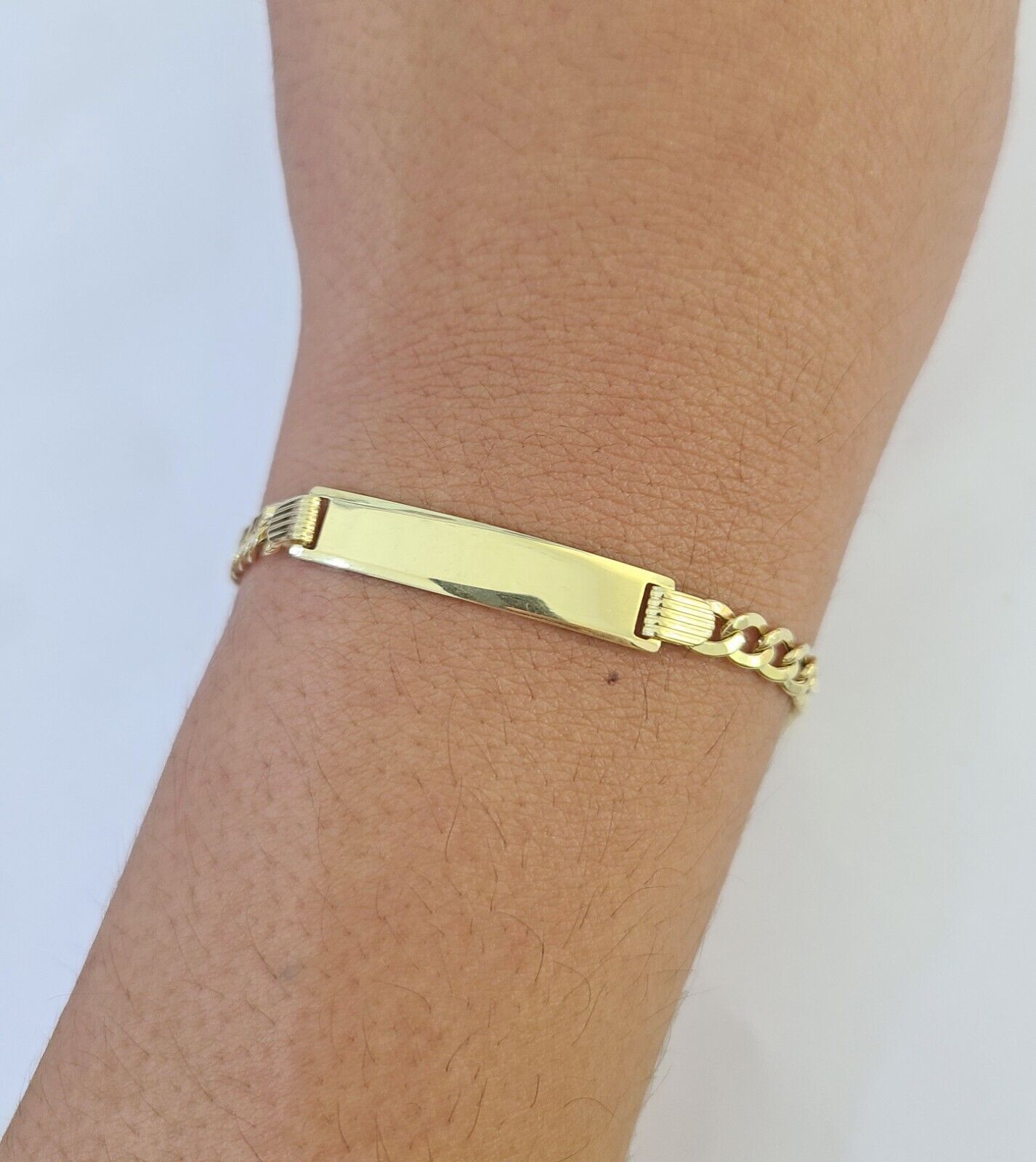 REAL 10K Gold ID Bracelet Kids Baby  Cuban Curb Link Unisex