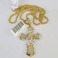 10K Gold Franco Chain Jesus Cross Charm Pendant 20-26 inches 2.5mm REAL Yellow