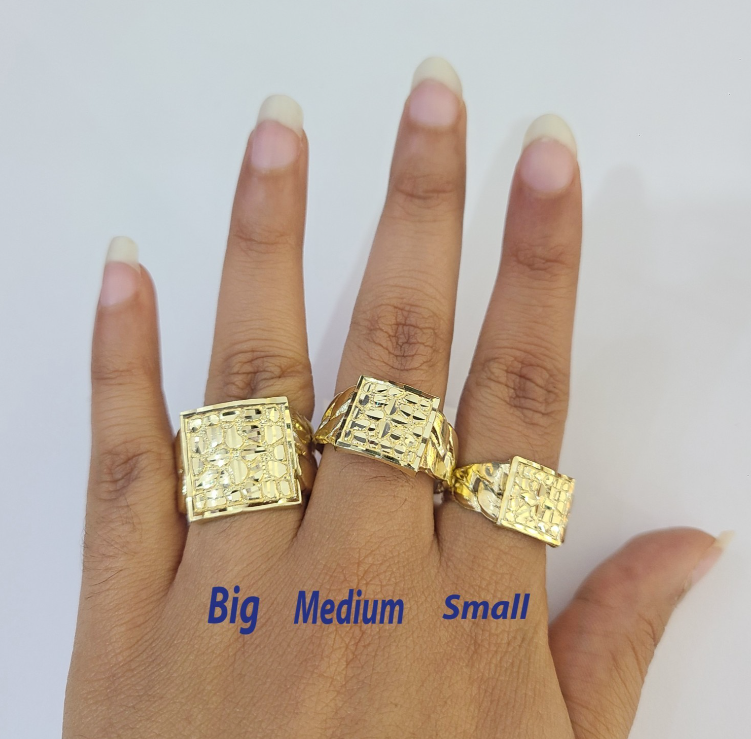 10k Nugget Cuban Ring Yellow Gold Women Men Real Genuine 10Kt