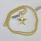 10k 2.5mm Rope Chain Star Pendant 18"-30" Yellow Gold Set Charm Necklace