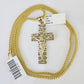 10K Franco Chain Jesus Cross Pendant Charm Necklace 20"-26" 2.5mm Yellow Gold