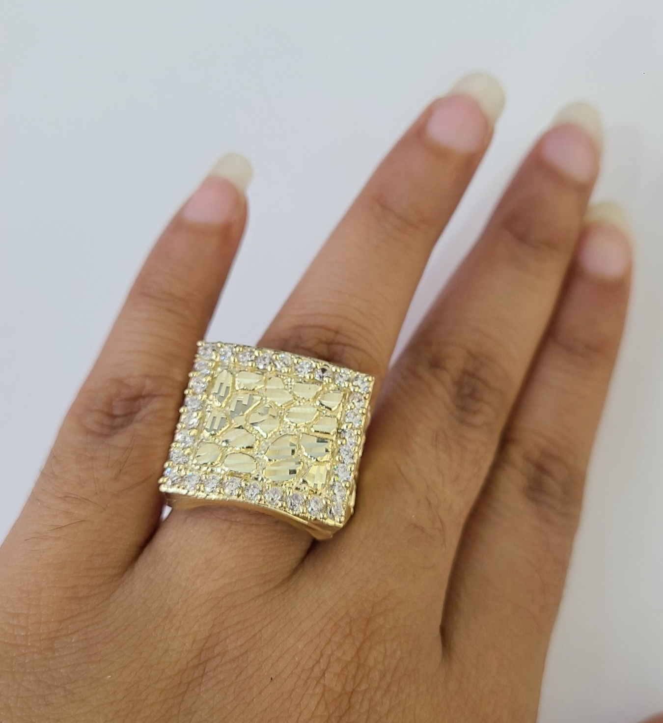 Real 10k Nugget Ring Yellow Gold Women Men Genuine 10Kt