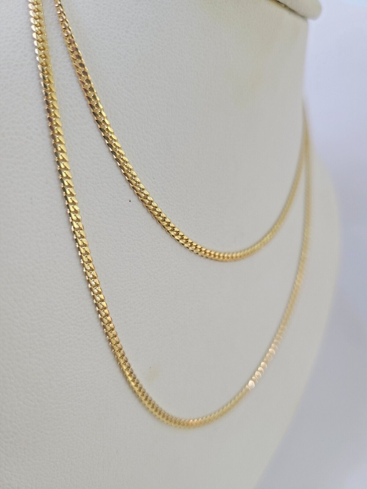 18k Real Solid Miami Cuban Chain Yellow Gold 3mm 18" Inch Genuine Necklace