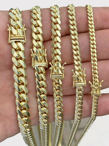SOLID 14k Gold Chain Necklace Miami Cuban link 18"-28" 3mm-6mm REAL 14k DISCOUNT