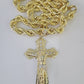 Real 10k Rope Chain Jesus Cross Charm Set 12mm 20"-30" Inch Necklace Yellow Gold