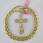 Real 14k Solid Rope Chain Jesus Cross Charm Set 6mm 18"-30" Necklace Gold