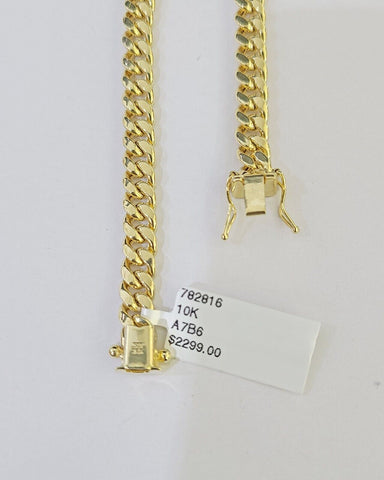 Real 10k Gold Miami Cuban link Bracelet 6mm 7" 7.5" 8" 8.5" 9" 10kt Yellow Gold