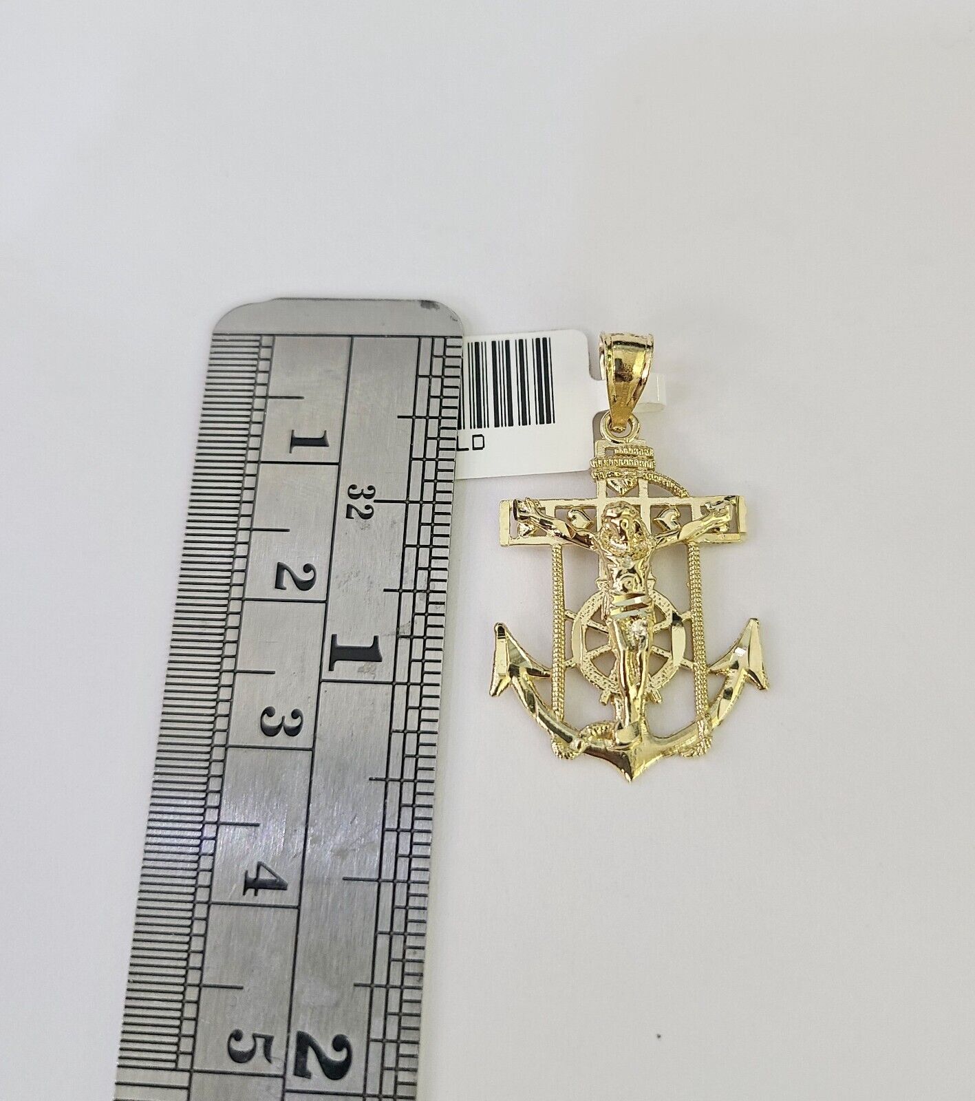 10K Franco Chain Jesus Anchor Pendant Charm Necklace 16"-24" 2mm Yellow Gold SET