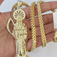 10K Franco Chain Saint Reaper Pendant Charm Necklace 20"-26" 5mm Gold SET Yellow