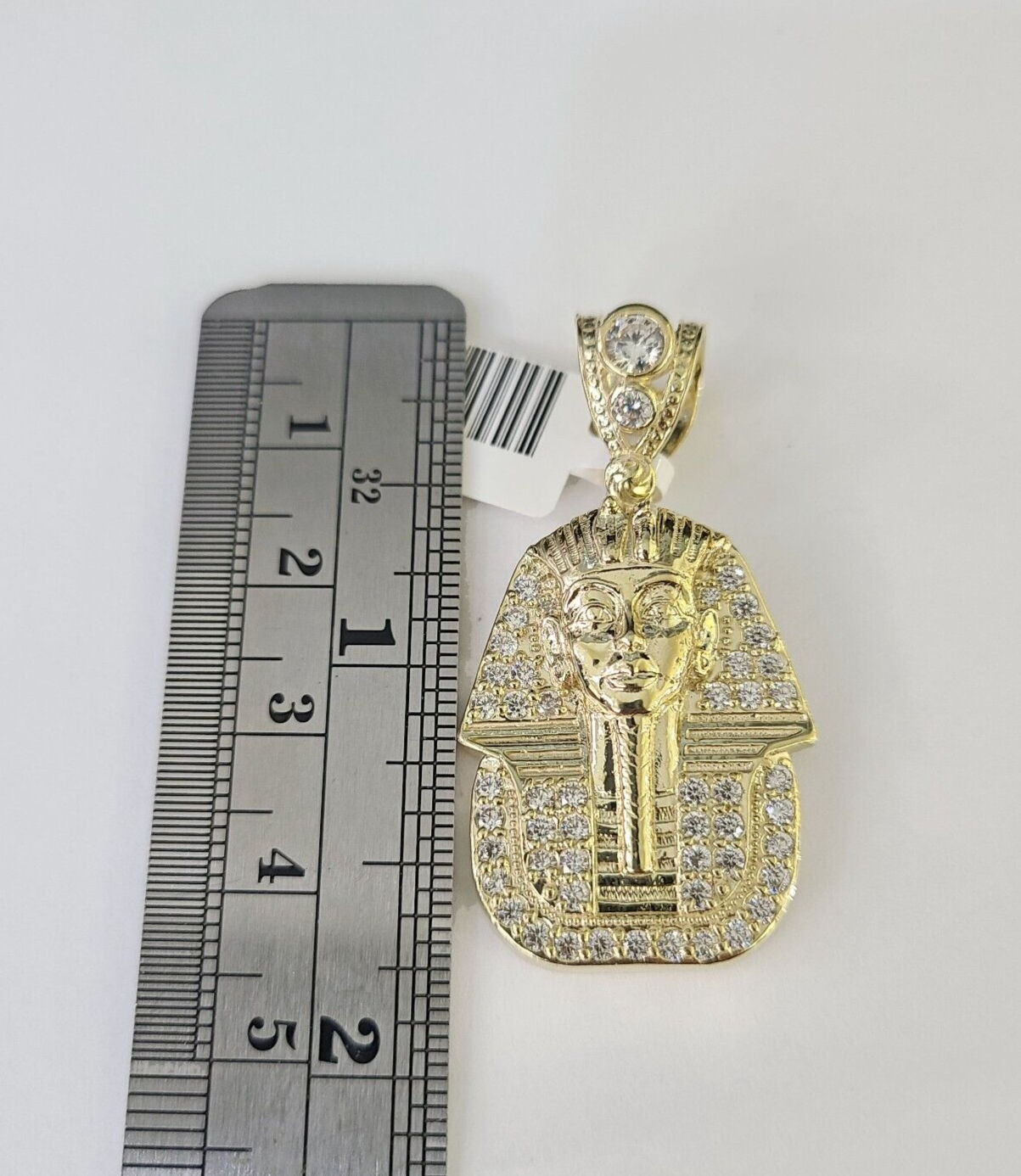 10k Egyptian Pharaoh Head Charm Pendant Yellow Gold 1.5" Inch Men Women Real