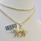 10K Franco Chain Lion Pendant Charm Necklace 16"-24" 2mm Yellow Gold SET