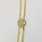 10k Yellow Gold Cuban Link 2mm Chain Diamond Cut Necklace Men Women Real