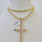 10K Franco Chain Jesus Cross Pendant Charm Necklace 20"-28" 4mm Gold Yellow SET