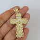 Real 10k Rope Chain Jesus Cross Charm Necklace Pendant Set 4mm 18"-28" Gold