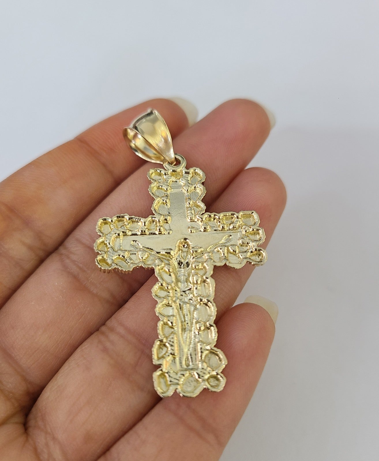 Real 10k Rope Chain Jesus Cross Charm Necklace Pendant Set 4mm 18"-28" Gold