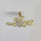 10K Real Yellow Gold LOVE Charm Pendant Gold 10kt Genuine