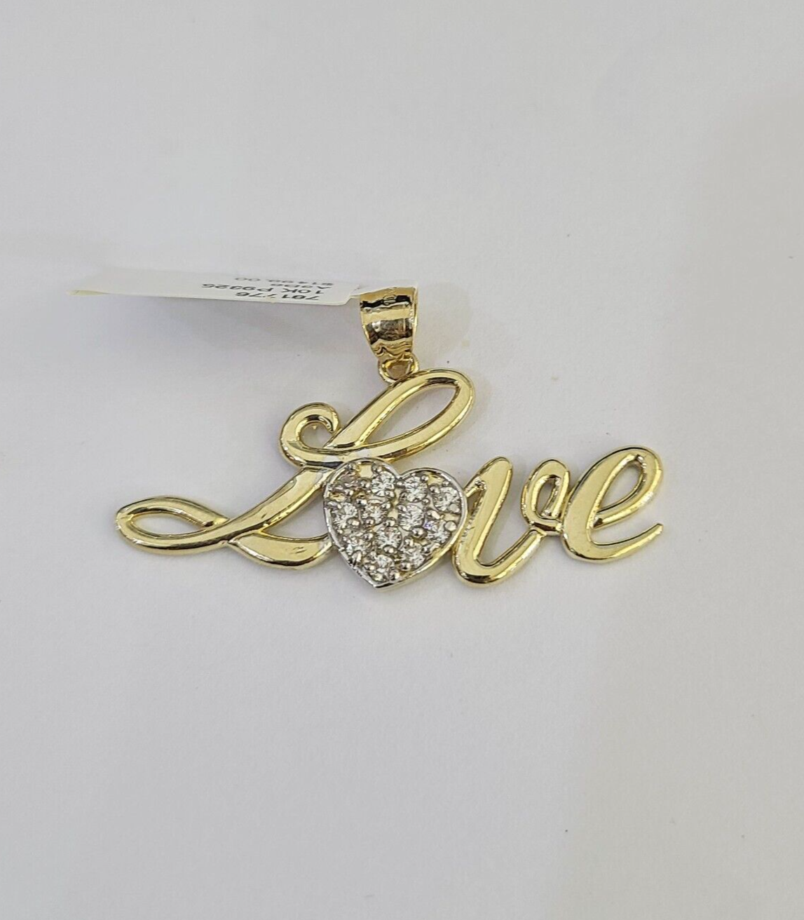 10K Real Yellow Gold LOVE Charm Pendant Gold 10kt Genuine