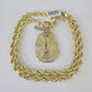 Real 10k Rope Chain Pharaoh Charm Set 8mm 20"-30" Inch Necklace Yellow Gold