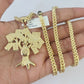 10K Franco Chain Money Tree Pendant Charm Necklace 20"-28" 4mm Yellow Gold SET