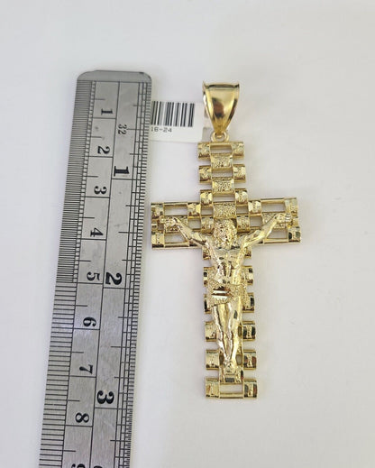 10K Miami Cuban Link Chain Jesus Cross Pendent Charm 6mm 20"-30" Necklace