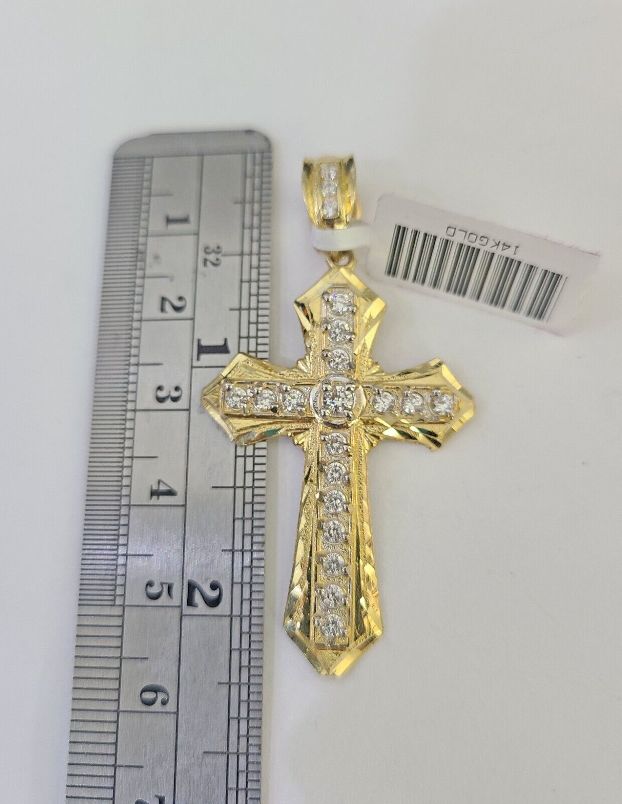 Real 14k Chain Cross Charm Set Miami Cuban Link 5mm 18"-30" Necklace Pendant