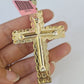 Real 14k Solid Chain Cross Charm Set Miami Cuban Link 6mm Necklace Pendant Gold